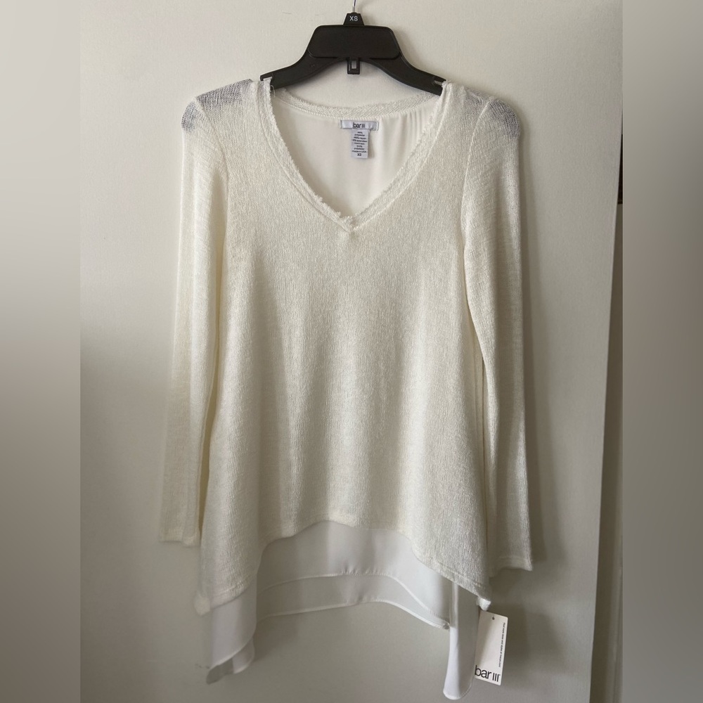 Bar III mixed media long sleeve top with lining